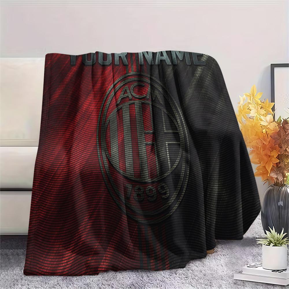 Custom Name AC Milan Flannel Blanket, High quality Comfortable for All Seasons, Home Decor, Warmth and Comfort