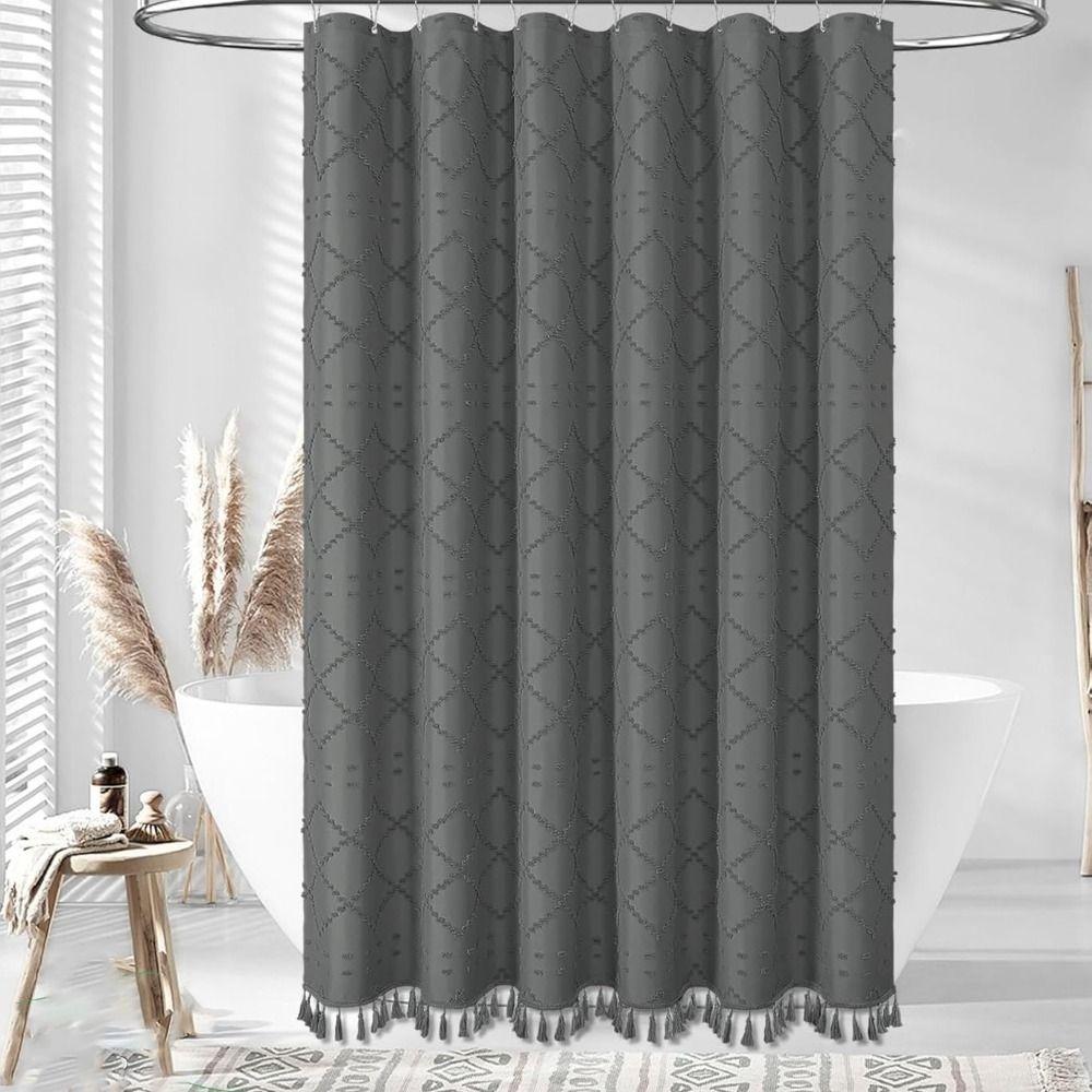 Tassels Bath Curtain Waterproof Bathing Cover Minimalist Shower Drape  Bathroom