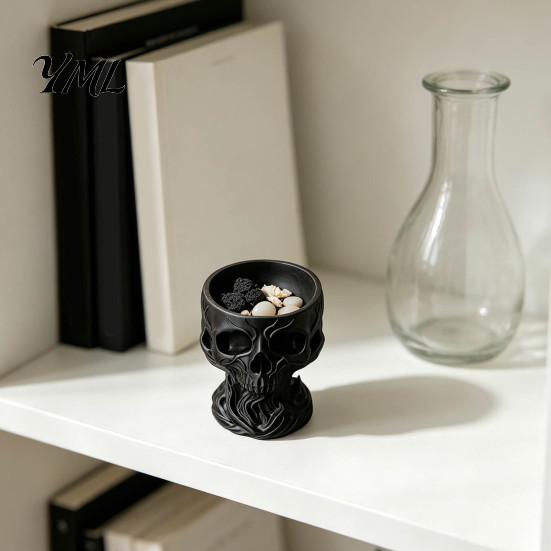 Small Item Storage Bowl 3D Printed Gothic Skull Decorative Catchall Bowl, Holder for Key Creative Trinket Dish Coin Jewelry, Dark Art Desktop Ornament