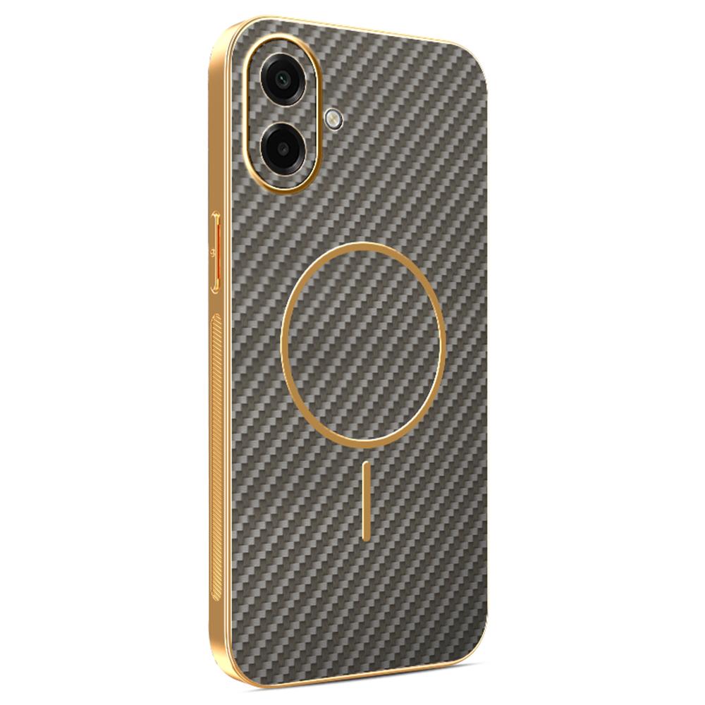 For Samsung Galaxy A07 4G Phone Case Carbon Fiber Textured Electroplated TPU Back Cover