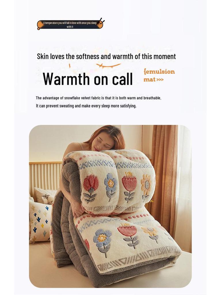 Snowflake Double-Sided Velvet and Lambskin Winter Quilt for Dormitory, Spring & Autumn Use