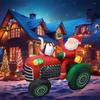 1.5M/5FT Santa Drive Tractor Christmas Inflatable Decorations with LEDs Toys Mdodel Xmas Outdoor Ornament New Year Garden Decor