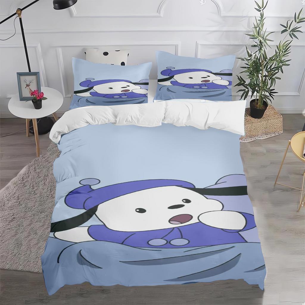 Cute 3D Printed Pochacco Anime Cartoon Bedding Set Soft Comfort Duvet Cover King Size For Kids Bedroom