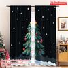 2pcs 2D Flat Printing Merry Christmas Curtain Retro Christmas Tree Festive Holiday Fabric Without Electricity Family Party Use
