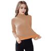 Women Knitting Tops High Collar Long Sleeve Solid Color Warm Fleece Lining Pullover Tops Slim Fit Thickened Knitwear Daily Wear