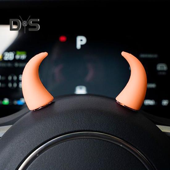 1 Pair Steering Wheel Devil Horn Sticker Small Cute Self Adhesive Auto Car Truck SUV Dashboard Air Vent Steering Wheel 3D Horn Decoration
