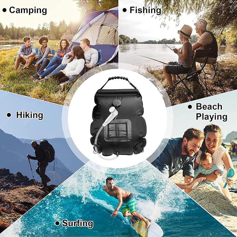 Portable Solar Shower Bag, Large Capacity Foldable Water Bag for Outdoor Camping