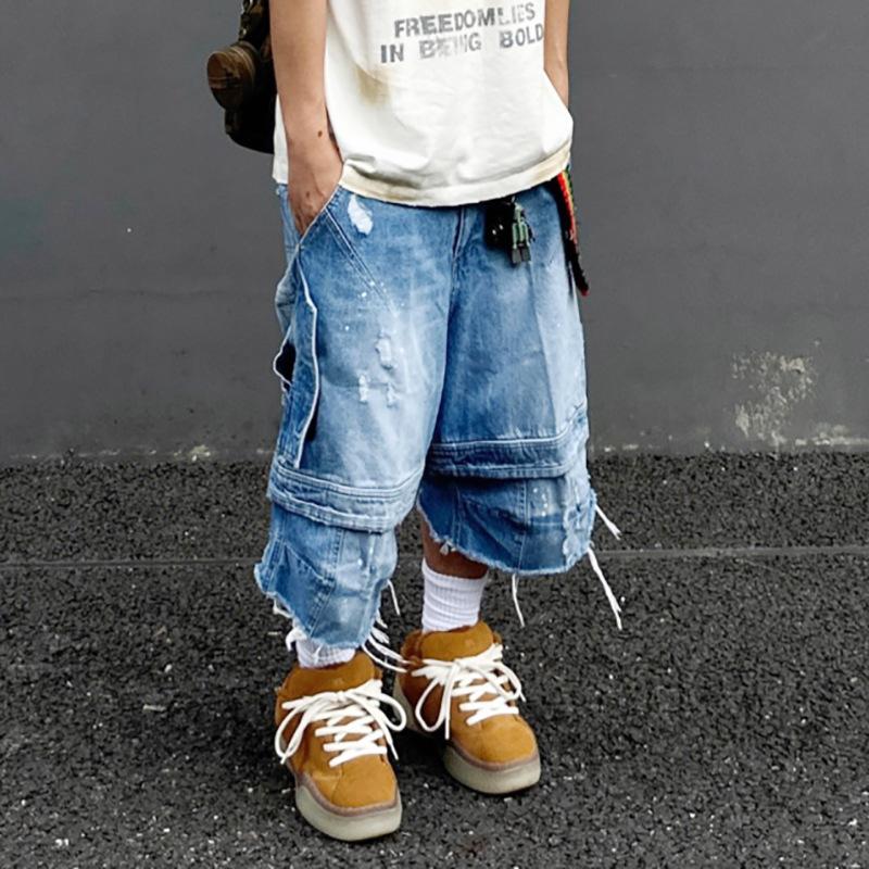 EastRogue Тяжелые джинсовые шорты с потертостями, бахромой и дизайном с брызгами краски