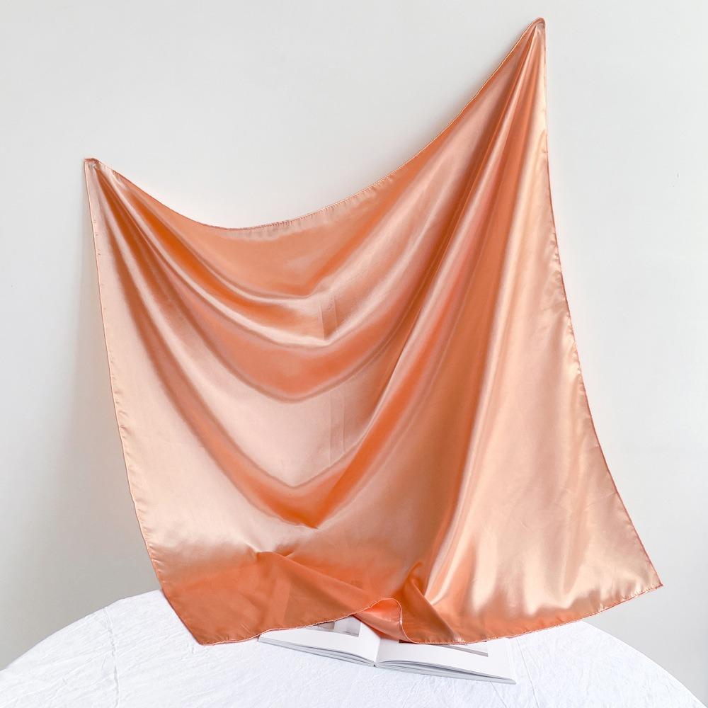 90*90СМ Однотонный Квадратный Шарф для Женщин Шарф и Головной Платок Сатиновый Модный Блестящий Шелковый Шарф