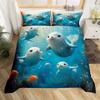 Комплект пододеяльников с тюленями для детей, мальчиков, девочек, размер Queen, легкий пуховый, декор для комнаты, 2 наволочки, 1 пододеяльник, без одеяла