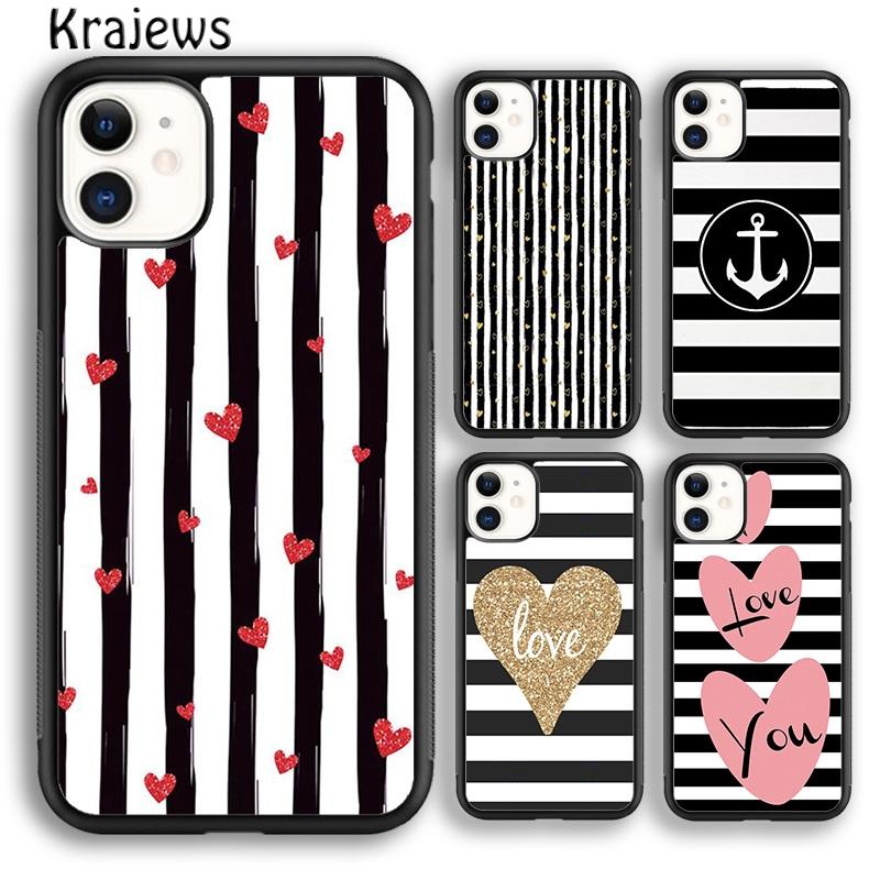 Krajews Black White Stripes Soft Phone Case Cover For IPhone 18 17 Air 16 15 14 plus 11 12 13 pro max Plus coque Fundas