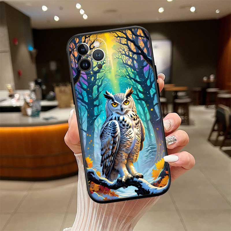 RE16 Cartoon Art Owl Shell Phone Case for Samsung Galaxy Note 10 20 S23 S24 S25 Ultra FE Plus Edge Lite A02S A35 A07 A17