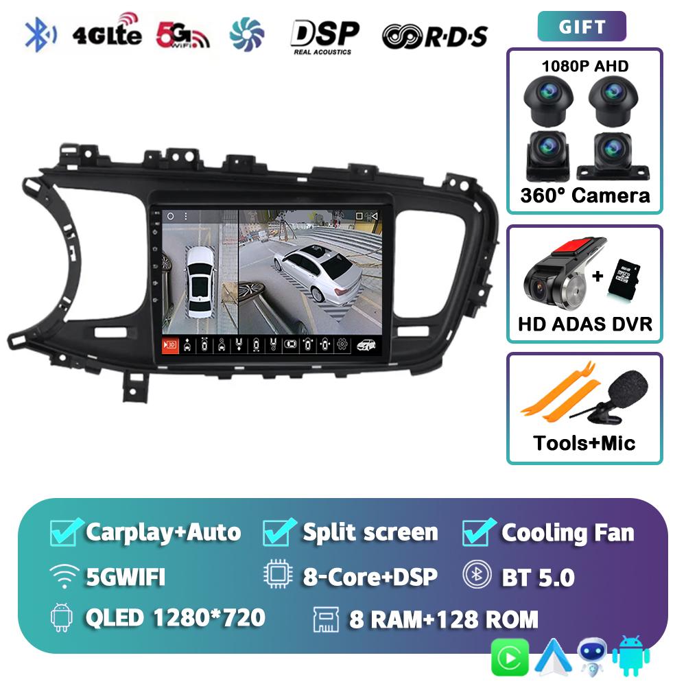 Android 14 Carplay Авто Магнитола Для Kia K5 Optima 2011 2012 2013 2014 2015 4G Мультимедийный Видеоплеер Навигация GPS Головное Устройство
