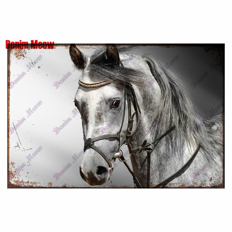 Vintage Horses Plaque Metal Tin Sign Retro Bar Home Farmhouse Decor Animal Steed Art Posters Wall Sticke