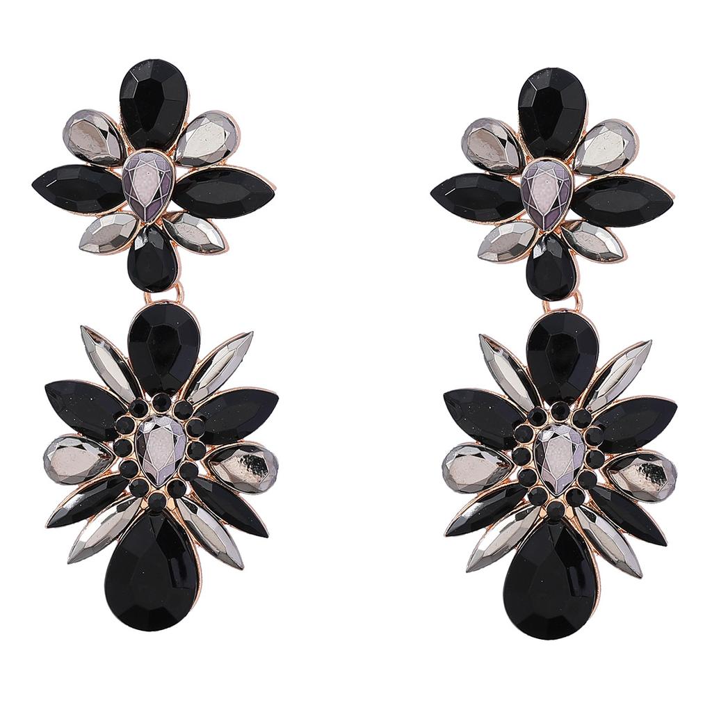 Crystal Flowers Dangle Geometric Earrings For Women Pendientes Bride Wedding Party Vintage Jewelry