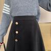 Women's High Waist Woolen A-Line Skirt - Autumn/Winter 2025 Collection, Versatile Mid-Length Irregular Slimming Design