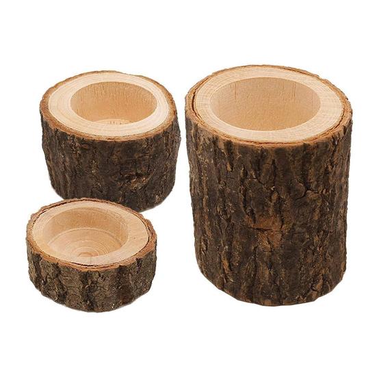 3 шт. Деревянный подсвечник-пеньок, подсвечник для чайной свечи, подставка для свечи-вотива, деревенский, для гостиной, ванной комнаты, украшение, центральный элемент стола, орнамент