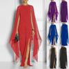 Women's Elegant High Split Flare Sleeve Formal Evening Gowns Chiffon Maxi Dress with Cape
