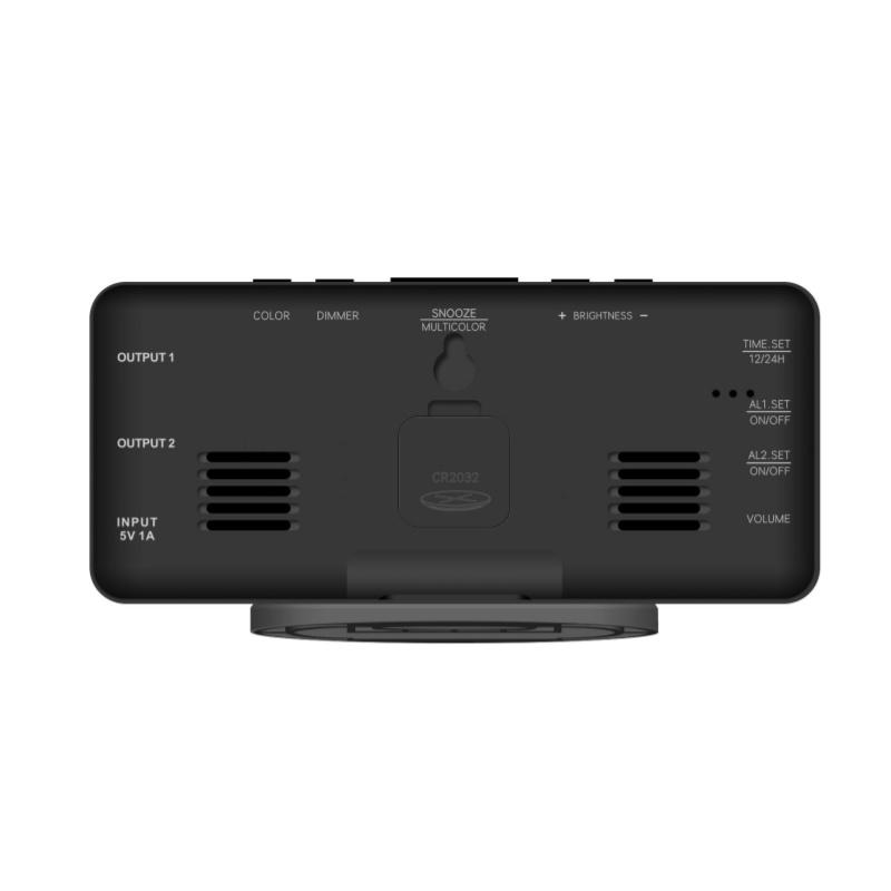 Цифровой будильник RGB с подсветкой RGB Mood Lighting, 2 будильника, ночной режим, неограниченный повтор сигнала, настольные часы, выход 12/24 ч, зарядка через USB Type-C, светодиодные часы