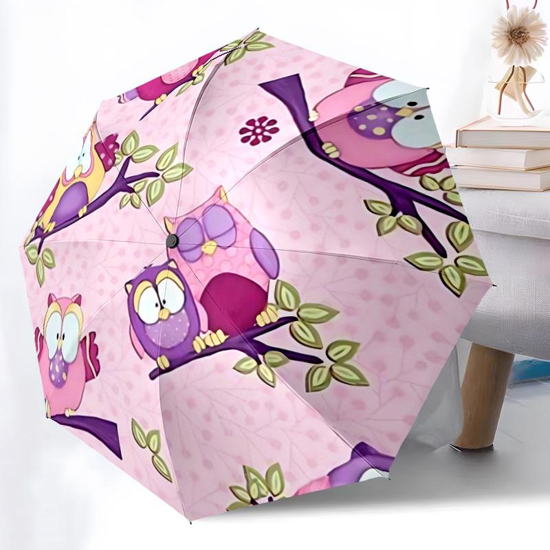 1pc Owl Pattern Automatic Open/Close Umbrella, Lightweight for Women/Men, Perfect Gift - for Everyday or Holiday Eventsyy251127078
