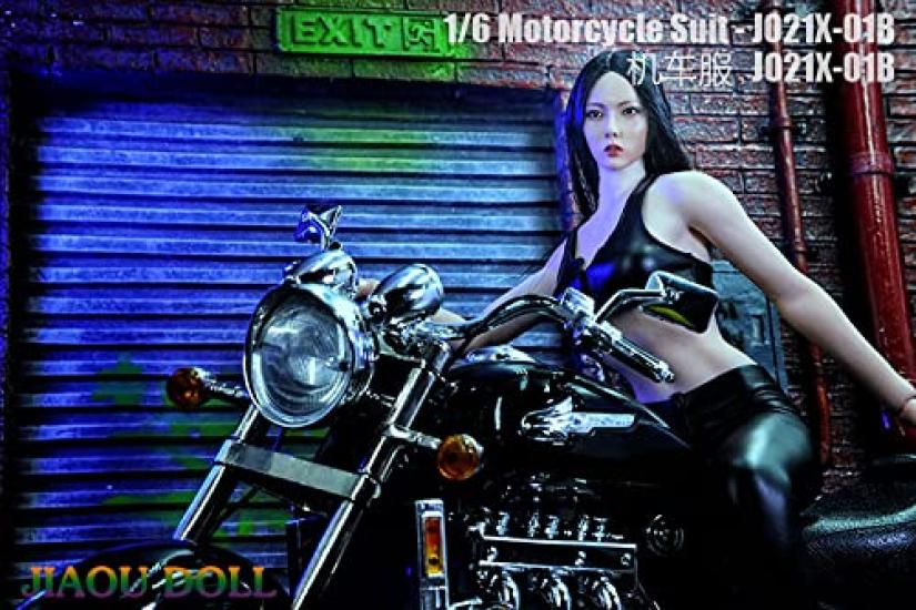 Motorcycle Suit for Scale Figures Sexy Beauty Black Motorcycle Clothes Leather Corset and Pants Set Head and Shoes Not [TOYBARJAPAN] JO-21X-01B 1/6