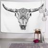 Emvency Tapestry Bull Aztec Longhorn Skull Cow Tribal Western Animals Home Decor Wall Hanging for Living Room Bedroom Dorm 50x60 inches