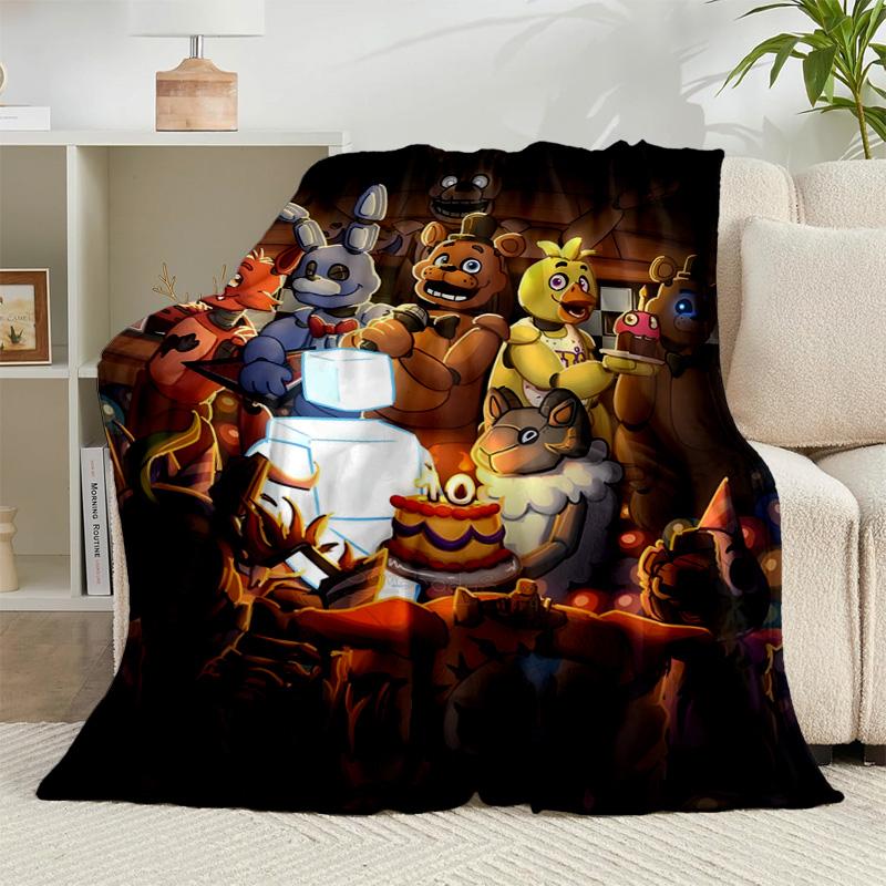 1PC Five Nights Teddy Bear Flannel Blanket Gift, Suitable for Both Men And Women, Soft Ideal for Beds And Sofa, Birthday Or Christmas Gift