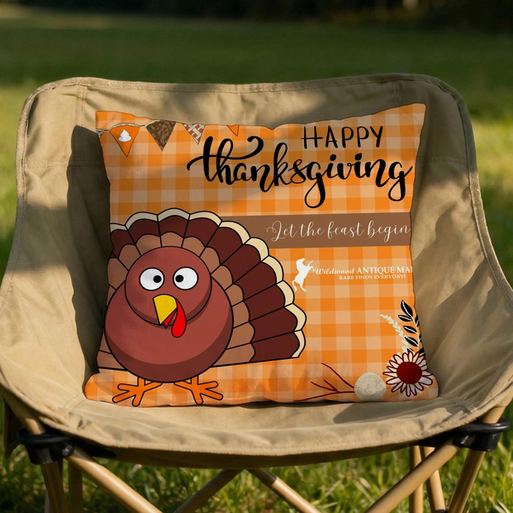 Thankful Festival Turkey Cushion Cover Soft Reversible Durable Pillow Cover MultiScene Use for Home Car Daily Comfort