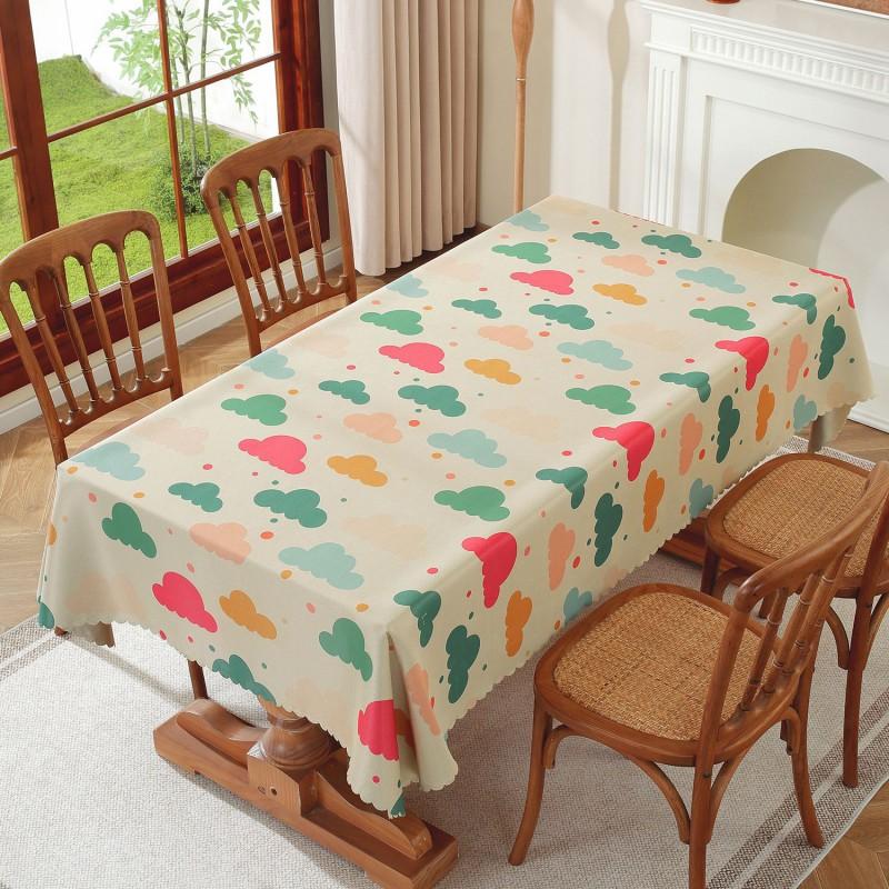 French Print Christmas Tablecloth Nordic Style Waterproof Fabric Table Cover Dining Coffee