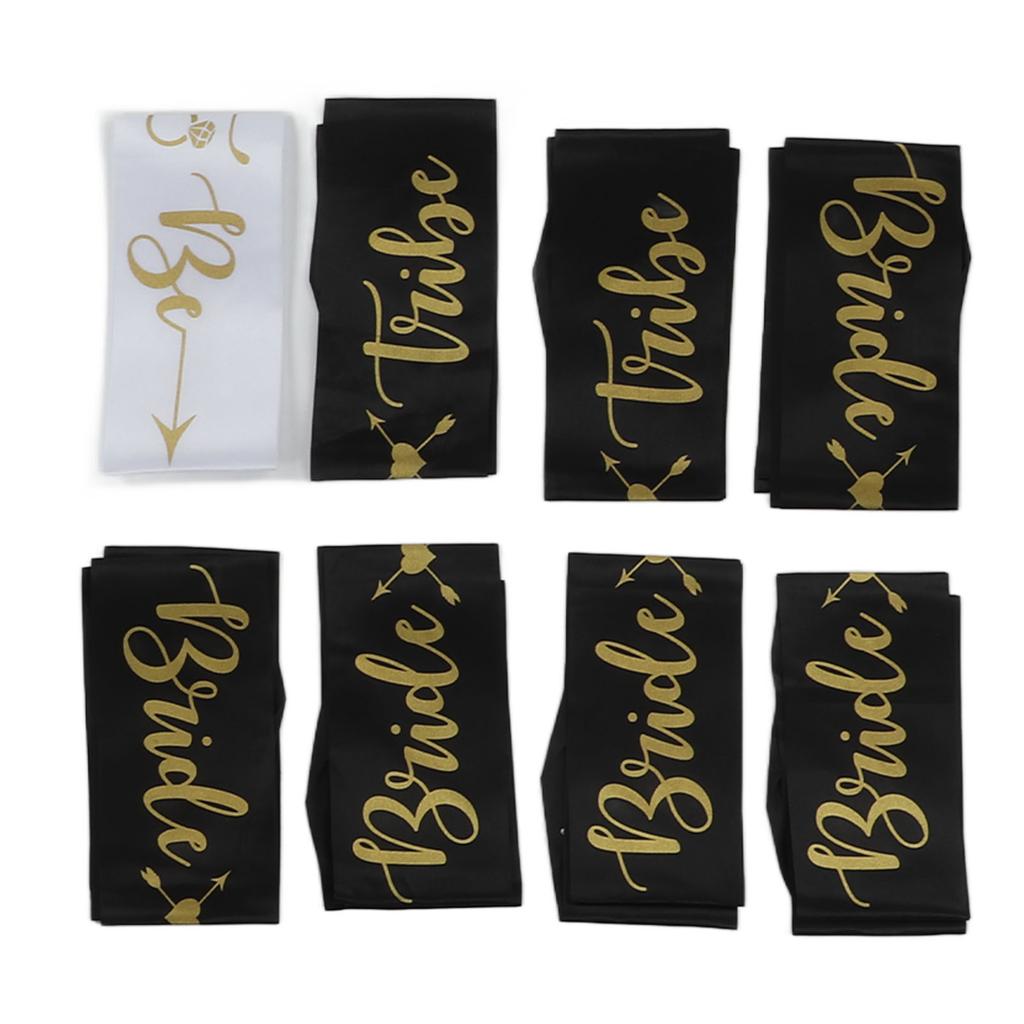 8 шт. Пояс для невесты и подружек невесты, золотые буквы, гипоаллергенный материал, свадебный набор поясов «Невеста», черный