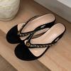 Fashion Fashion Metal Flower Decoration Open Toe Platform Slippers Women Sexy Clip Toe Slide Sandals Summer Non Slip Beach Flip Flops