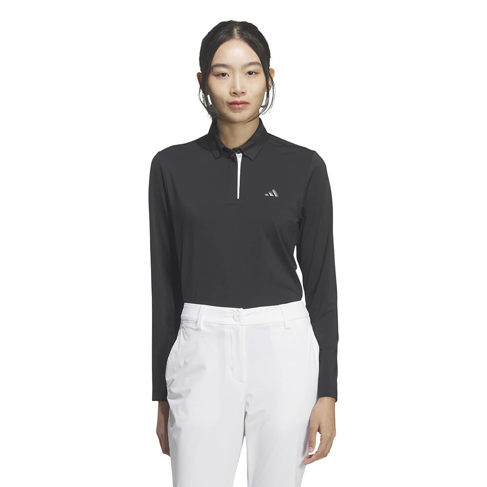 adidas Golf CLIMACOOL Button-Down Long Sleeve Shirt Women's Black J/S Regular Fit WU693 KD7234