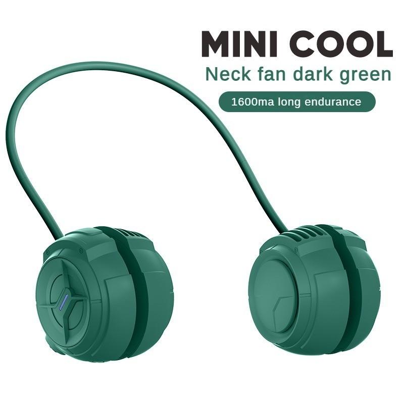Mini Leaf Less Neck Hanging Fan Portable USB Charging Small Fan Silicone High-capacity Battery Fan 118*59*42mm