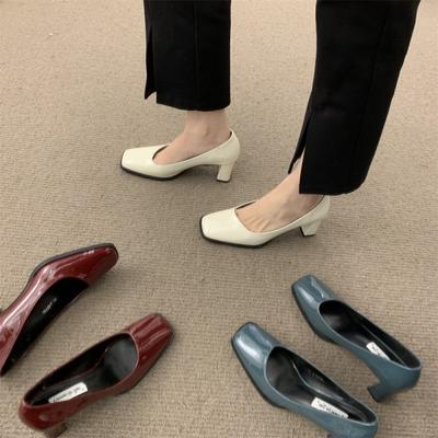 Продвинутый стиль OL, интеллектуальный стиль, туфли на высоком каблуке, корейская версия, легкий вырез, толстый каблук, одинарные туфли, 2025, зима и ранняя весна, французский ретро, женские