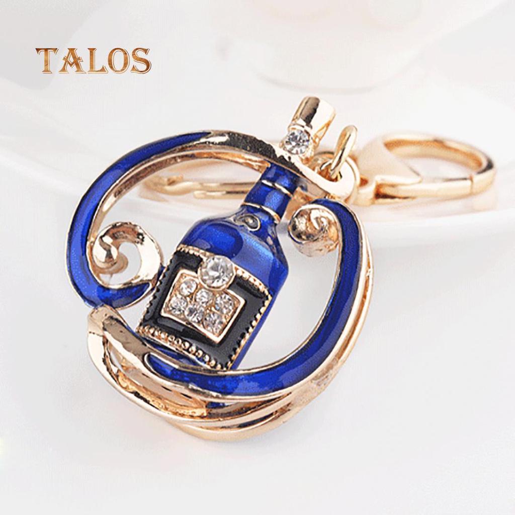 Cute Wine Bottle Crystal Stone Keychain Key Ring Bag Hanging Ornament Pendant Gift Trinket