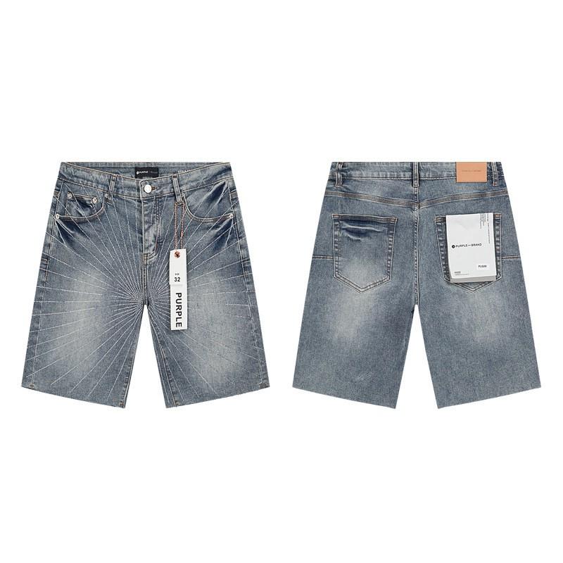 2026 Mens Premium American Streetwear Denim Shorts - Slim Fit Hand-Painted Distressed Low Rise Cotton Blend