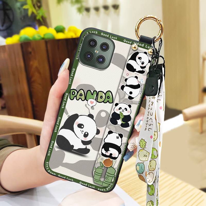 Durable Cute Phone Case For Cubot C30 Wrist Strap Anti-knock Cartoon Anti-dust Fashion Design Kickstand Waterproof Panda