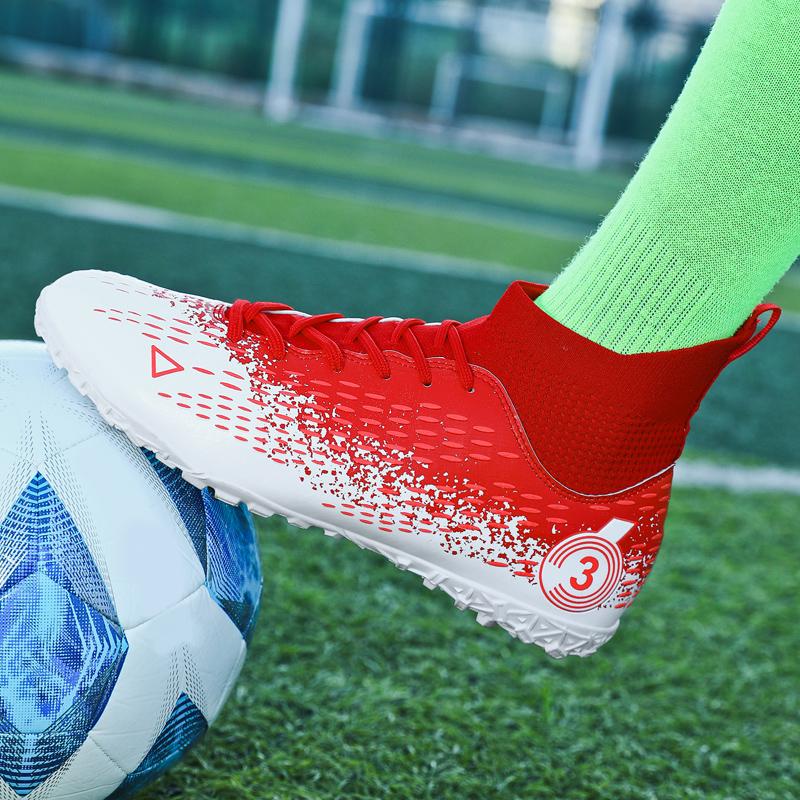 Новые высококачественные амортизирующие противоскользящие износостойкие высокие кеды для детей и взрослых с короткими шипами для уличного футбола
