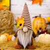 Fall Gnome Plush Doll with Sunflower Long Hat Handmade Scandinavian Farmhouse Thanksgiving Decoration Faceless Doll