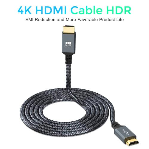 HDMI-кабель 3 м, Twozoh HDMI 2.0 4K/60 Гц 2160p 1080p 3D HDCP 2.2 ARC Standard, плетеный нейлон, подходит для Nintendo Switch, PS5, PS3, PS4, ПК, проектора