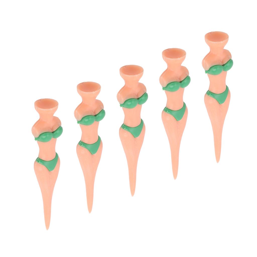 5 шт. пластиковых гольф-ти с противоскользящим покрытием, ти для гольфа с изображением девушки в бикини для тренировок по гольфу, зеленый