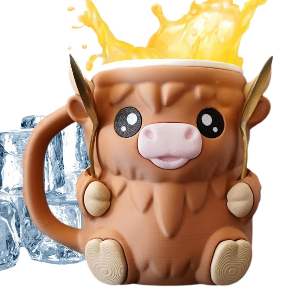 Декоративный держатель для мороженого 473 мл Держатель для пинты мороженого Десертная баночка «Хайлендская корова» с ручкой против замерзания для йогуртовой смеси Детский