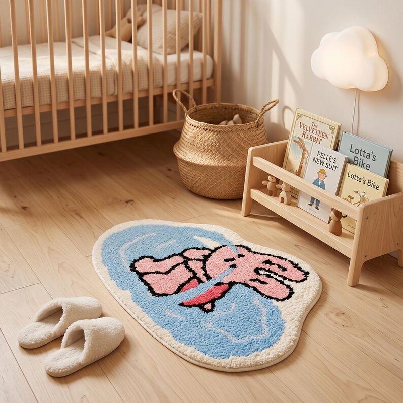 Cute Cartoon Alien Rug Anti-slip Water-absorbing Bathroom Floor Mat Soft Bedroom Side Cushion Home Decoration