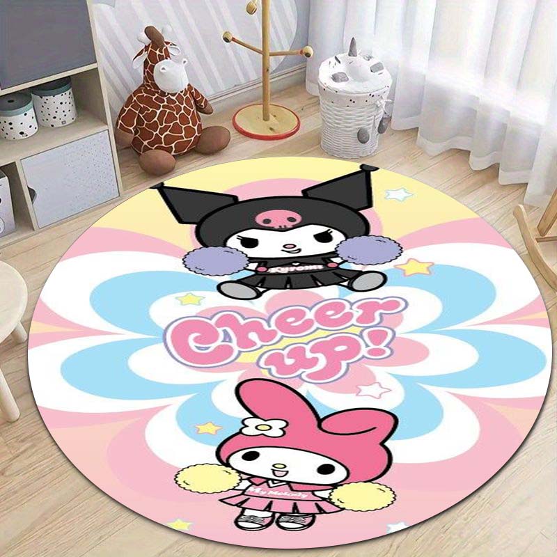 Этот круглый ковер с рисунком My Melody можно использовать для украшения гостиных, спален, диванов и игровых комнат; Это нескользящий коврик.