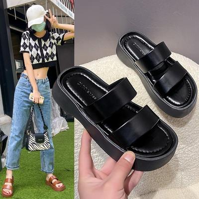 Летняя обувь для женщин 2022 года, тапочки на платформе, женские повседневные шлепанцы без застежек, женские дизайнерские туфли на плоской подошве, удобная модная пляжная обувь