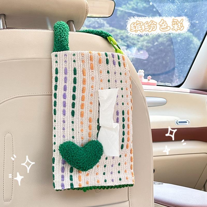 Creative Heart Shape Hanging Backseat Car Tissue Box Multi Functional Tissue Bag