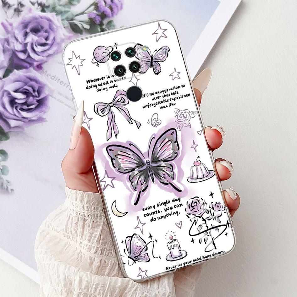 For Xiaomi Redmi Note 9 Case Redmi Note9 Cover M2003J15SC M2003J15SG Fashion Butterfly Phone Case Shockproof TPU Soft Back Cover