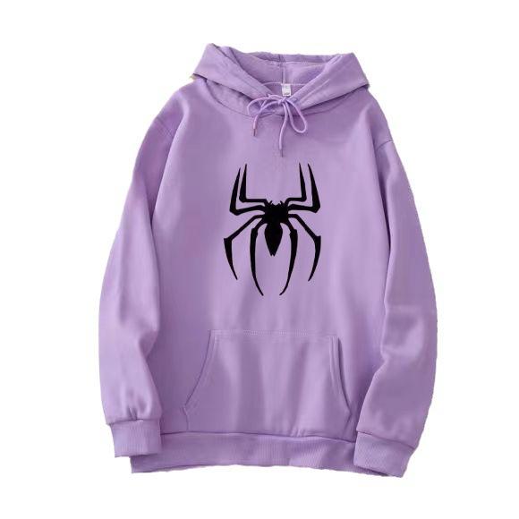 New Spider Print Hoodie Streetwear Vintage Clothing, Loose Hip Hop Funny Punk Sweater