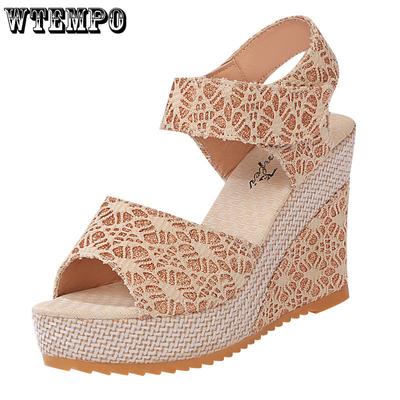 Женские сандалии на танкетке с открытым носком на высоком каблуке, непромокаемые босоножки на платформе с открытым носком Matsutake на толстой подошве