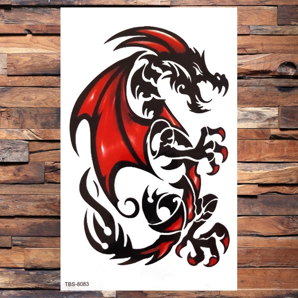 Realistic Dragons Fake Temporary Tattoo For Men Women Tribe Tigers Tattoos Stickers Spray Wolf Flowers Waterproof Tatoo Body Art